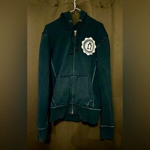 Vintage Lucky 7 Zipped Hoodie with Logo - Size Small